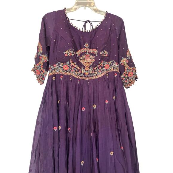 NWT Virmoya Wine Anarkali Suit with Beaded Sash size XL - Picture 7 of 14